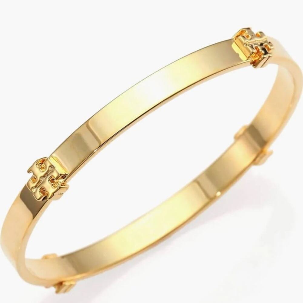 Tory Burch - Classic Logo Elegant Gold Bangle Bracelet - Picture 7 of 11
